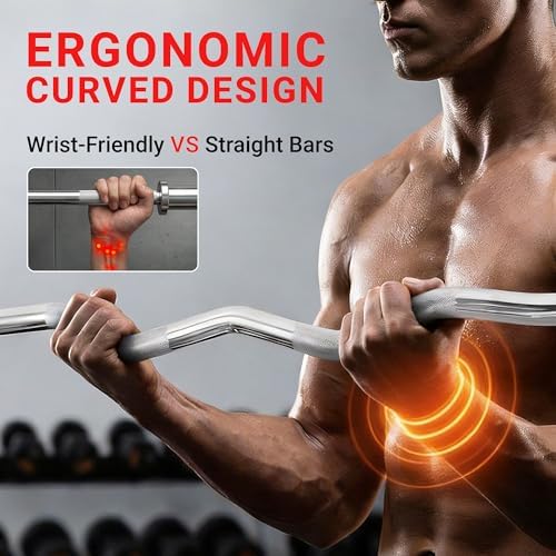 Everyday Essentials Olympic Super Curl Barbell Curl Bar, 48 inch (350 lb Weight Capacity)