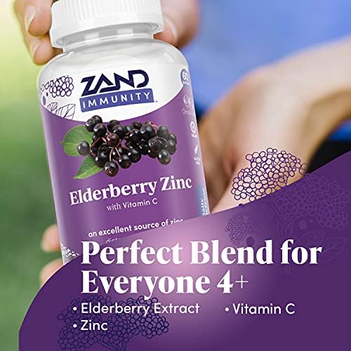 ZAND Elderberry Zinc Immunity Gummies with Vitamin C, Year-Round Immune Support for Children & Adults, 60 Count