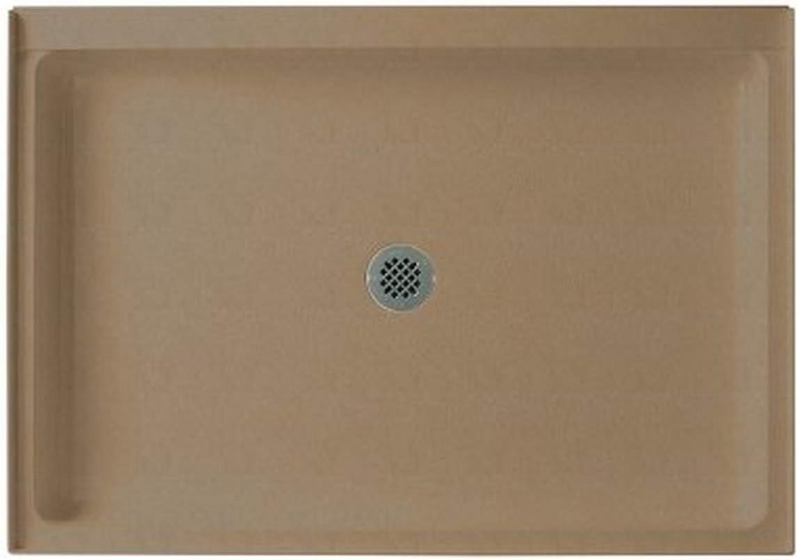 Swan SF03454MD.011 54-in L x 34-in W x 5.5-in H Solid Surface Shower Base, Tahiti White