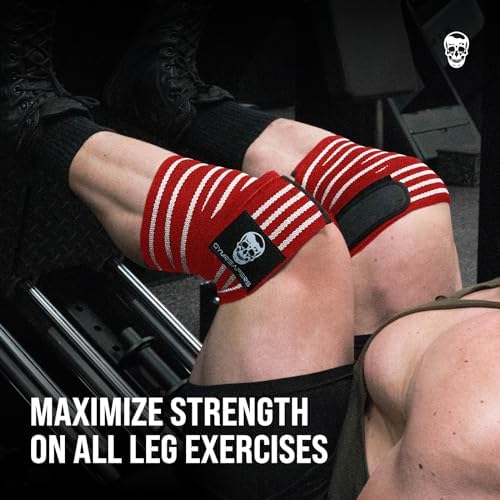 Gymreapers Knee Wraps for Squats and Powerlifting 72 Inch Compression Wraps with Strap for Men & Women Weightlifting Support