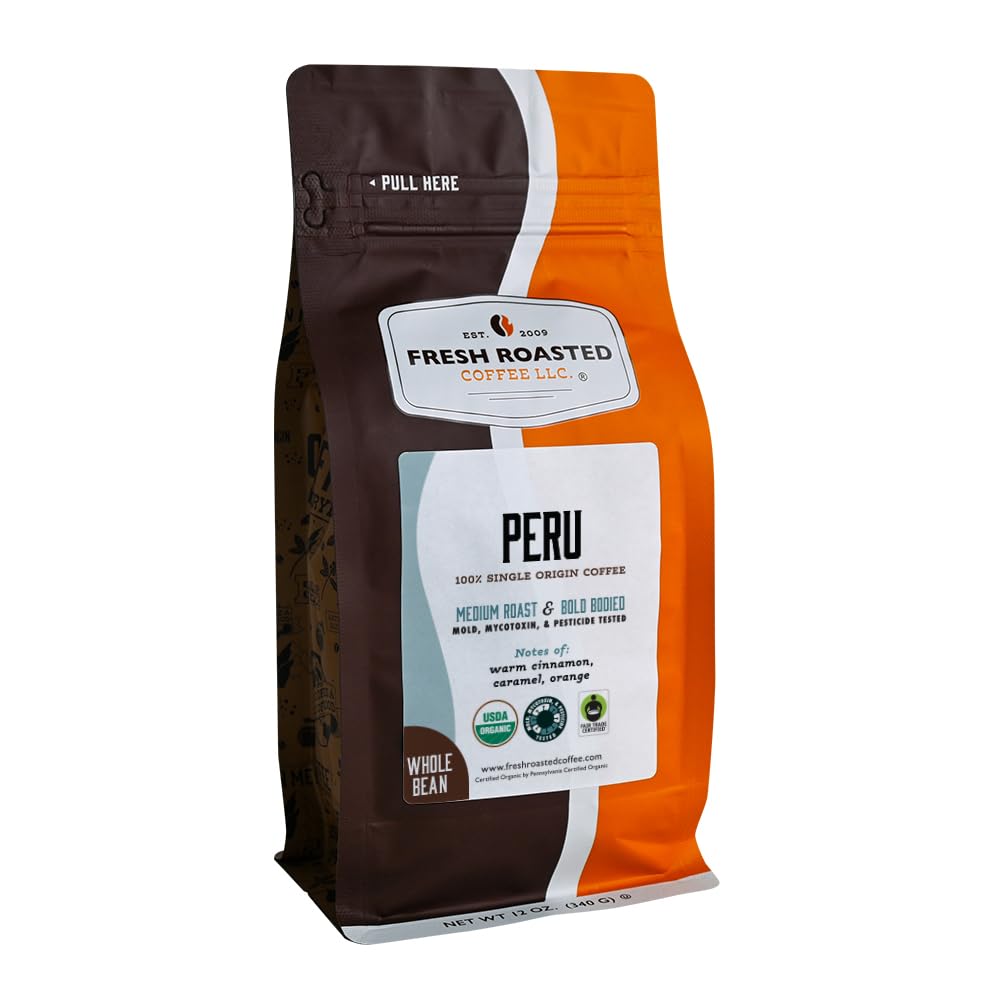 Fresh Roasted Coffee, Dark Brazil Whole Bean Coffee, Med-Dark Roast, Kosher, 5 lb (80 oz)