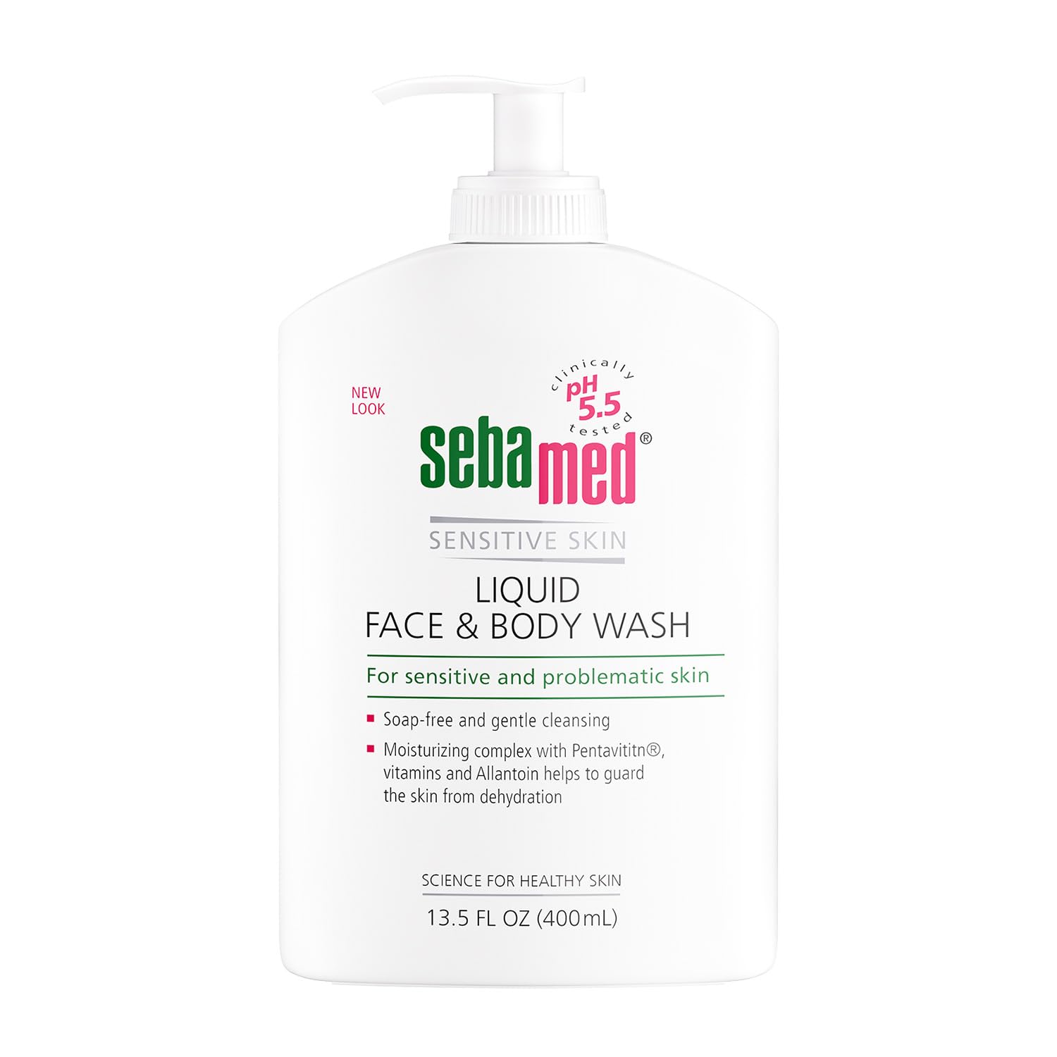 SEBAMED Sensitive Skin Face and Body Wash for Women and Men, pH 5.5, Mild Gentle Hydrating Cleanser, Hypoallergenic Body Wash, Dermatologist Recommended, 33.8 Fluid Ounces (1 Liter)