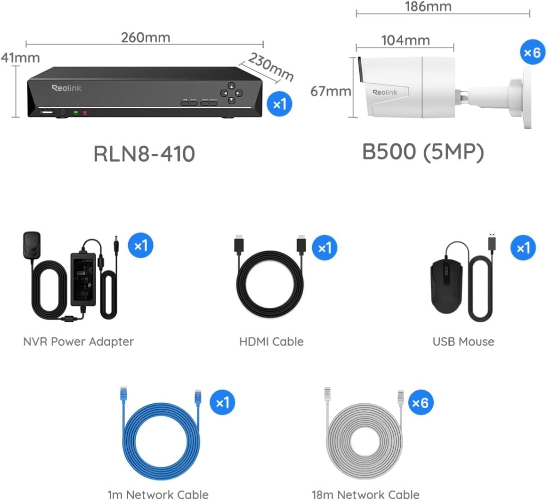 REOLINK 8CH 5MP Super HD Home Security Camera System RLK8-410B6-5MP
