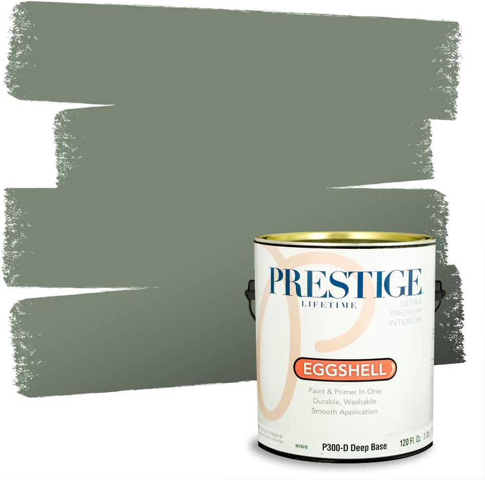 PRESTIGE Paints Exterior Paint and Primer In One, 1-Gallon, Flat, Comparable Match of Sherwin Williams* Coastal Plain*