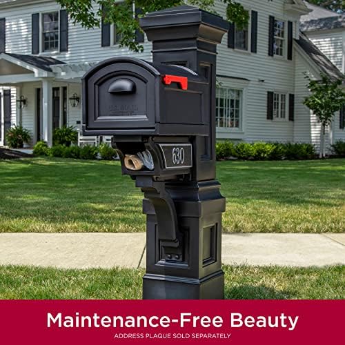 Step2 Atherton Grand Mail Post, Mailbox Not Included, Weather Resistant, Large Outdoor Mail Post, Made of Durable Plastic, Easy Install, Onyx Black