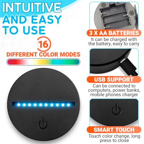 Reluen LED Light Base for Acrylic Signs, 16-Color Changing Display Stand