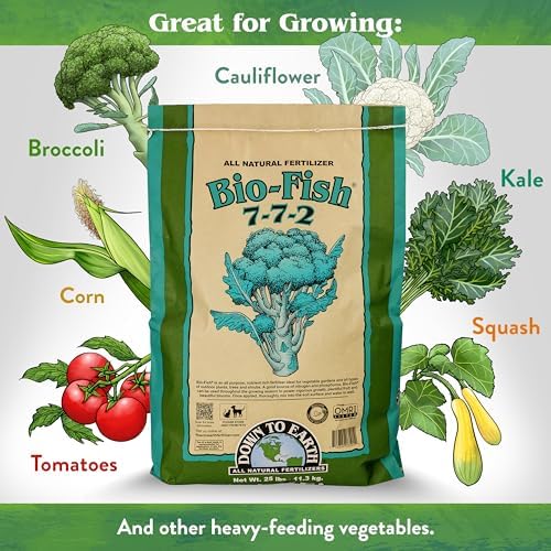 Down To Earth All Natural Fertilizers Organic Bio-Fish - 7-7-2, 25 lb | Plant Food for Vegetable Gardens, Grow Heavy Feeding Plants Corn, Broccoli