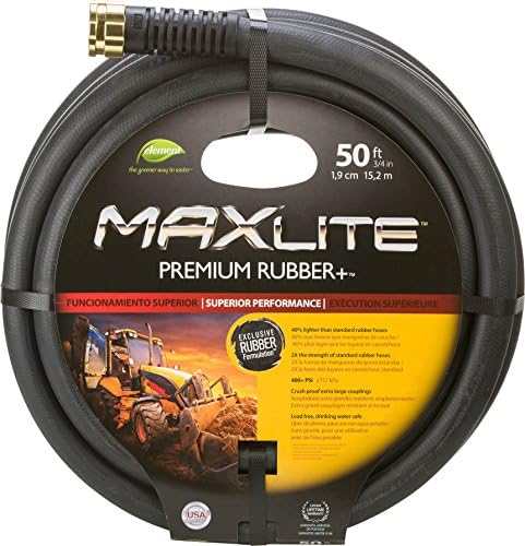Swan Products CELSGC58050 Element MAXLite Premium Rubber+ Water Hose with Crush Proof Couplings 50' x 5/8", Black