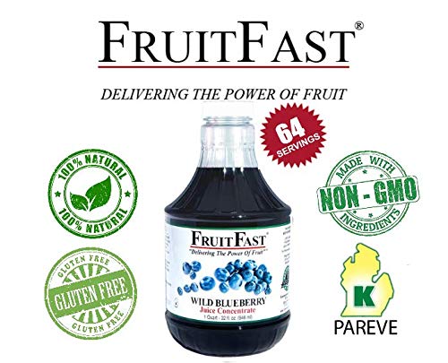 Wild Blueberry Juice Concentrate by FruitFast - (32 FL OZ) Unsweetened, 65 Brix Pure Concentrated Blueberry Juice - 100% Dark Wild Blueberry Extract - No Additives or Fillers!