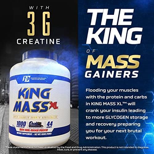 Ronnie Coleman Signature Series King Mass XL Protein Powder, Weight and Muscle Gainer, 60g Protein, 180g Carbohydrates, 1, 000+ Calories Per Serving