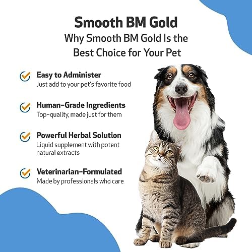 Pet Wellbeing Smooth BM Gold for Cats - Gentle Constipation Relief for Felines - Natural Herbal Supplement 2 oz (59 ml) | NASC Certified & Vet-Formulated Liquid Digestive Supplement with Triphala for Healthy Bowel Movements & Stool Consistency