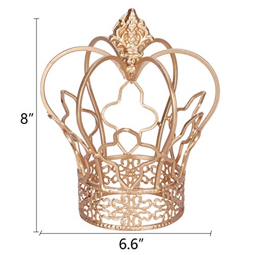 Yamfurvo Royal Metal Desktop Crown Decor, Decorative Centerpiece Crown Sculpture for Wedding, Christmas, Party Table, Baby Shower, Antique Home Decor