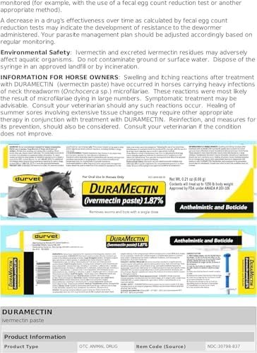Duramectin Ivermectin Paste 1.87% for Horses, 0.21 oz
