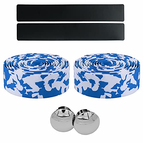 KINGOU White & Blue Camouflage EVA Road Bike Handlebar Tape Cycling Bar Tapes - 2PCS Per Set