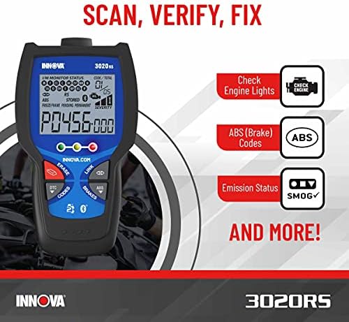INNOVA 3020RS Fast & Easy-to-Use Check Engine Code Reader, OBD2 Scan tool for ABS Clear with Fix & Part Recommendations, Maintenance Schedules