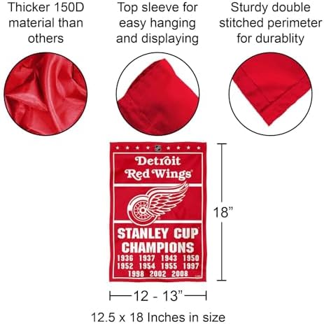 WinCraft Detroit Red Wings 11 Time Stanley Cup Champions Double Sided Garden Flag