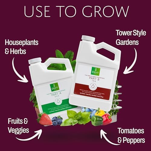 ENVY Hydroponic Plant Food A & B – Two-Part Liquid Nutrient for Indoor/Outdoor Plants – Soil, Coco, Hydroponics, DWC – Quart Set