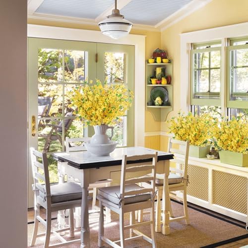 6Pcs Yellow Artificial Flowers 25.5in Long Stem Forsythia Branches