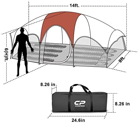 CAMPROS CP 8 Person Camping Tent, Room Divider, Rainfly, Weather Resistant