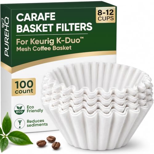 Keurig K-Duo Paper Coffee Filters 100 Pack by PureHQ - Fits Mesh Basket