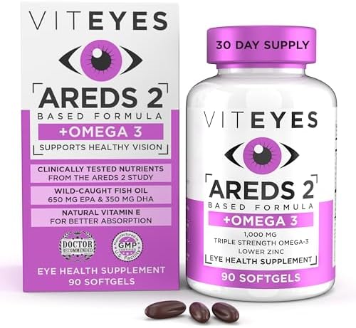 Viteyes AREDS 2 + Omega-3 Macular Support Softgels, Plus Triple Strength Omega-3 (650 mg EPA, 350 mg DHA) for Heart Health & Eye Health, Eye Vitamins, Vision Supplement, 270 Softgels