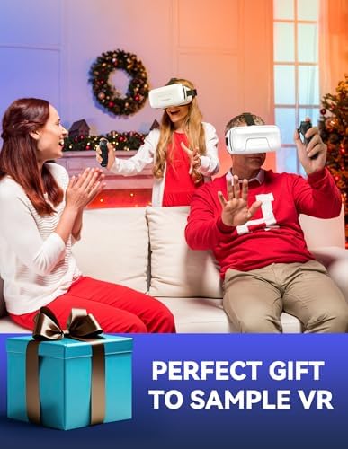 TECKNET VR Headset for Phone with Bluetooth Controller, 4.7-7.2" VR Headsets with HD 110°FOV Anti-Blue Light Lenses & Adjustable Gears, 3D VR Headset for Kids Compatible iPhone Samsung Android