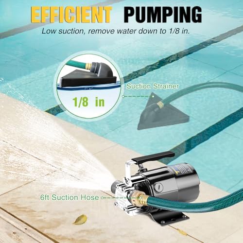 Water Transfer Pump, 115V 1/10HP 330GPH Electric Utility Water Pump with 6ft Water Hose Kit, Portable Small Water Pump For Pool Draining, Removing Water From Rain Barrel, Aquariums, etc.
