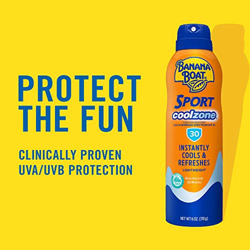 Banana Boat Sport Cool Zone SPF 30 Sunscreen Spray, 6oz | Sport Sunscreen Spray SPF 30, Clear Sunscreen Spray, Banana Boat Sunscreen Spray SPF 30