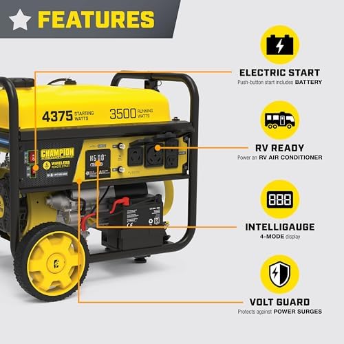 Champion Power Equipment 4375-Watt Wireless Remote Start RV Ready Portable Generator with Free 3-Year Warranty