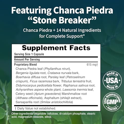 Kidney Cleanse - Premium Kidney Support Supplement with Chanca Piedra Stone Breaker - Supports Natural Cleansing & Urinary Tract Health - 60 Capsules