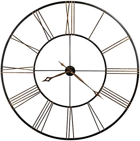 Howard Miller Postema Gallery Wall Clock | Wrought Iron Black Finish | Oversized Analog Clock with Roman Numerals | Quartz Movement | for Bedroom