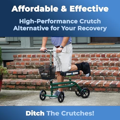 KneeRover Steerable Knee Scooter for Adults, Green | Foldable Knee Walker For Foot Surgery, Broken Ankle, Foot Injuries, Crutch Alternative