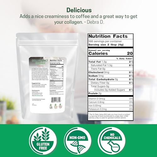 Z Natural Foods Collagen MCT Oil Creamer Powder- Vanilla, 16 oz (Pack of 1)
