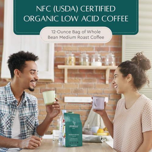Lifeboost Organic Coffee Beans Medium Roast - Low Acid Single Origin Non-GMO Organic Whole Bean Coffee - Third Party Tested For Mycotoxins &