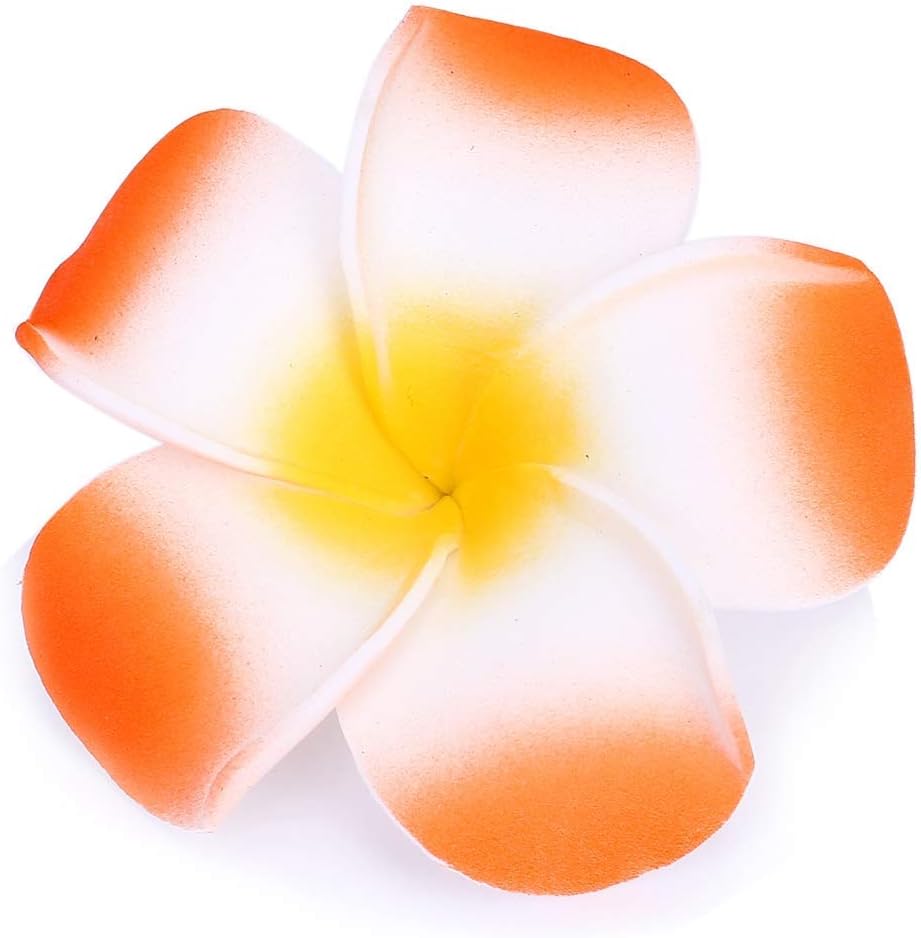 Pursuestar 100Pcs White Foam Hawaiian Frangipani Artificial Plumeria Flower Petals Cap Hair Hat Wreath Floral DIY Home Wedding Decoration 5cm