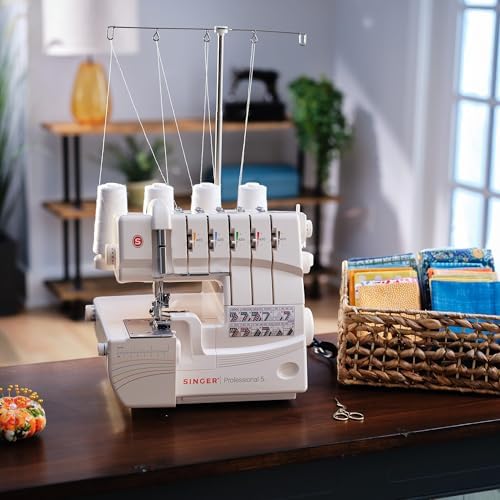 SINGER® Professional 14T968DC Heavy-Duty Serger Overlock with Accessory Kit | 2-3-4-5 stitch capability, removable trim trap, self adjusting design