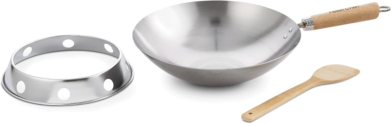 Helen's Asian Kitchen Xylan Non-Stick Wok, 12-Inch Flat Bottom Wok