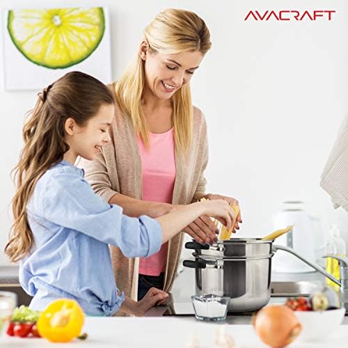 AVACRAFT 7 Quart 18/10 Stainless Steel 4 Piece Pasta Pot Set