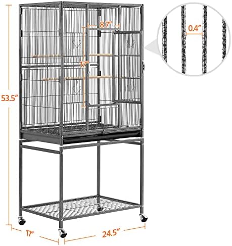 Yaheetech Wrought Iron Extra Large Bird Parakeet Cage with Detachable Stand for Cockatiel Sun Green Cheek Conure Lovebird Budgie Finch Canary Bird