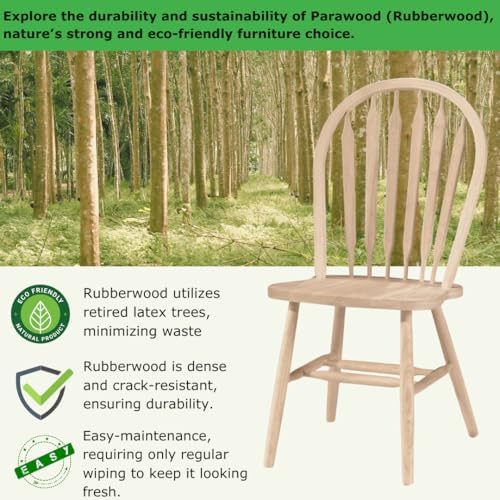 IC International Concepts Solid Wood Windsor ArrowBack Chair, Unfinished