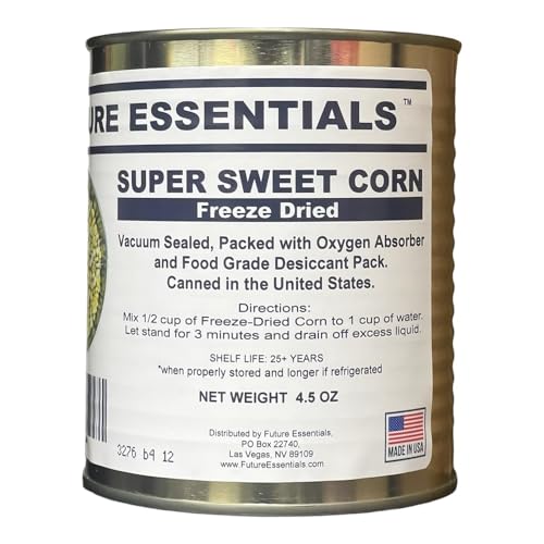 Future Essentials Super Sweet Corn – #2.5 Can, 25-Year Shelf Life | Freeze Dried Canned Corn for Cooking Soups, Side Dishes