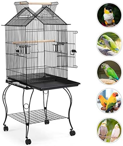Yaheetech 57" Open Top Bird Cage with Detachable Rolling Stand & Storage Shelf, Parrot Cage for Cockatiels, Quaker, Conures
