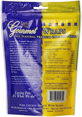 Loving Pets (2 Pack) All Natural Premium Banana and Chicken Wraps with Glucosamine and Chondroitin Dog Treats, 6 oz