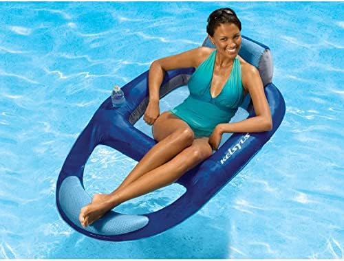 Kelsyus Spring Float Pool Lounger Chair, Light Blue | Fast Inflation for Immediate Use During Travel, Fits Most Adults and Teens