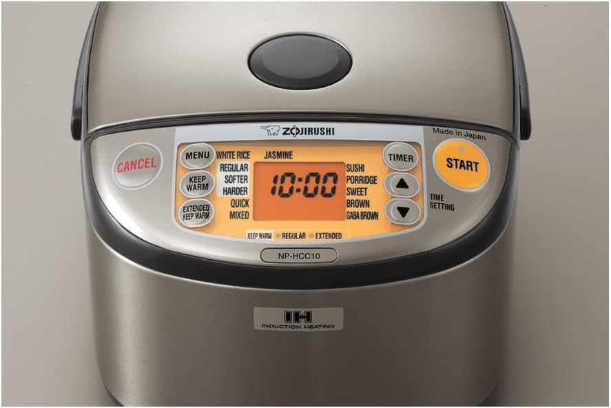 Zojirushi NP-HCC10XH Induction Heating System Rice Cooker and Warmer, 5.5-Cup, Stainless Dark Gray