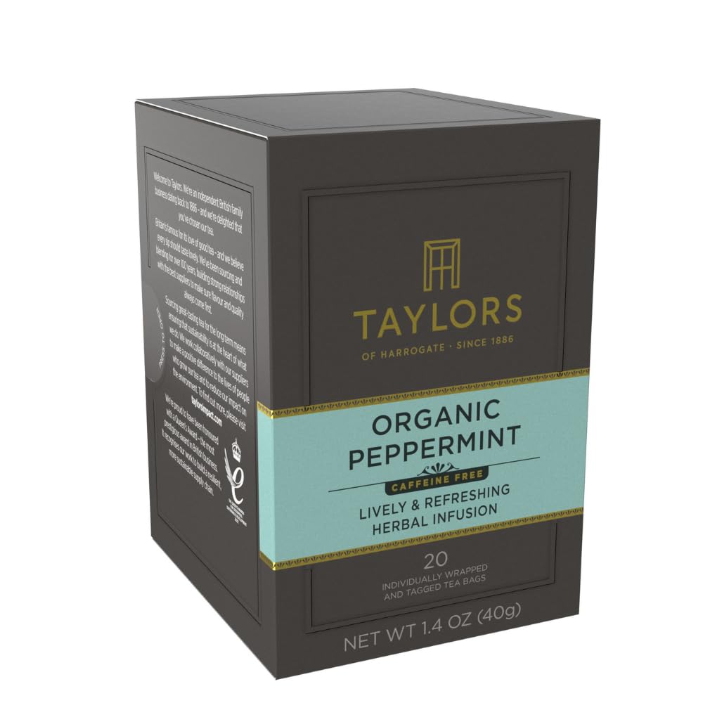Taylors of Harrogate Green Tea with Lemon, Individually Wrapped Bags, 20 Count (Pack of 1), Citrussy, Mellow and Light, Caffeinated, Enjoy Hot or Iced, 20 Teabags