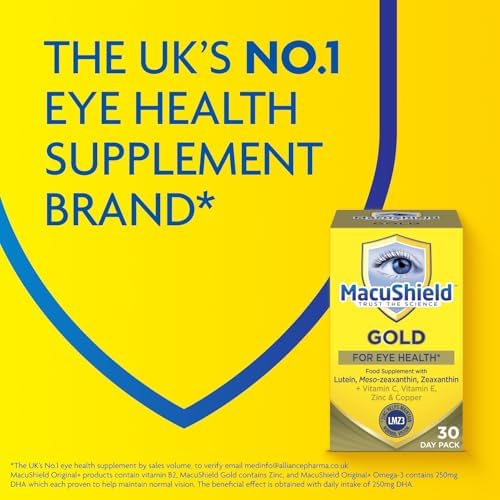 Macu Shield Gold Food Supplement - Pack of 90 Capsules | Helps support normal vision, Zeaxanthin and meso-zeaxanthin, Zinc