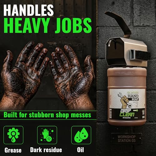 Grip Clean Heavy Duty Hand Cleaner For Mechanics, Natural Pumice, 64 Oz | Clay Infused, Grease, Oil, Grime Remover, Moisturizing Coconut Olive Oils, Lime Scent, For Shop, Garage, Industrial Use