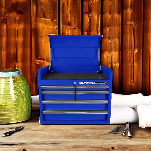 Olympia Tools 72 inch Heavy Duty Mobile Tool Chest Tool Box, with Solid Wood Top Workbench, 15-Drawer Rolling Tool Chest, Tool Storage Organizer for Garage, Workshop, and Home, Black