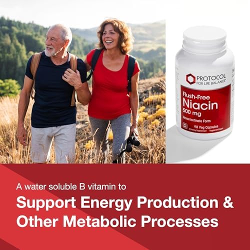 PROTOCOL FOR LIFE BALANCE Niacin 500mg - Inositol Hexanicotinate - No Flush Niacin - Vitamin B3 - Energy & Metabolism Support* - Vegan & Kosher - 90
